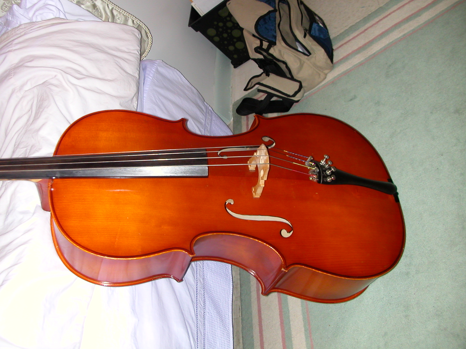 4/4 Student Cello & bow, soft case (& hard case)